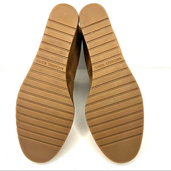 Michael Kors Tamara Lace Up Brown Suede Wedge Booties 9 - Picture 8 of 9